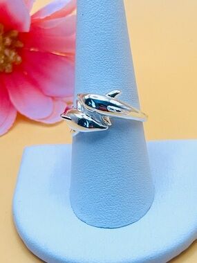 Silver Dolphin Ring adjustable size, stamped .925